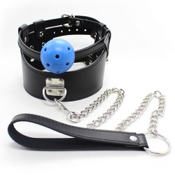 d ring leather collar with ball gag