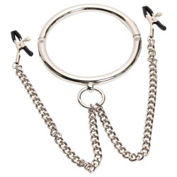 stainless steel chrome slave collar with nipple clamps