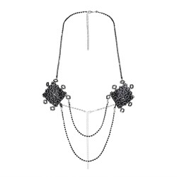 black rhinestone multi layer halter nipple cover chain